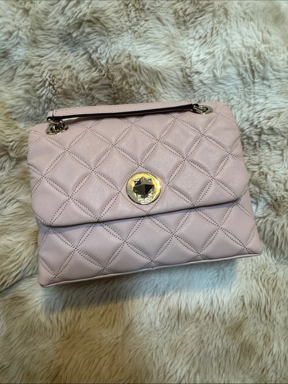 Kate Spade Quilted Pink Shoulder Bag with Gold-Tone Hardware